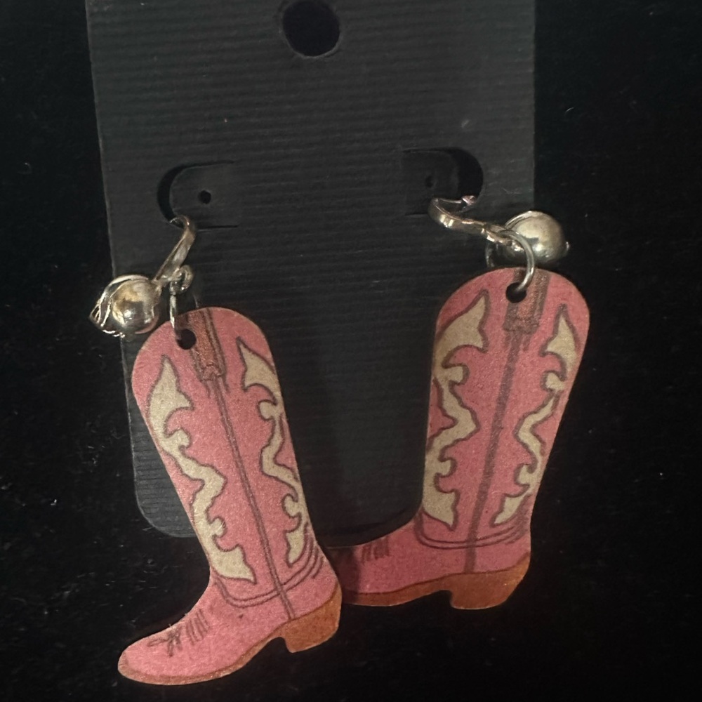 Pink Cowboy Boot Earrings